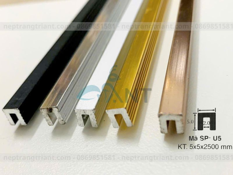 Thông số kỹ thuật nẹp nhôm chữ U 5mm